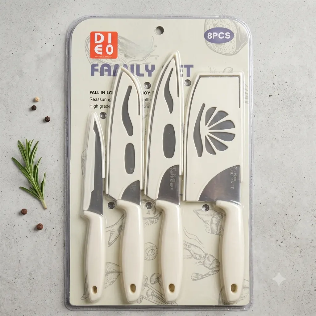 ست چاقوی آشپزخانه DI EO مدل 8PCS دسته سفید کد 96