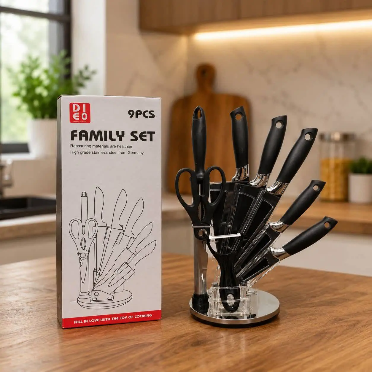 ست چاقو و ابزار آشپزخانه DIEO مدل Family Set ۹PCS رنگ مشکی کد ۸۵