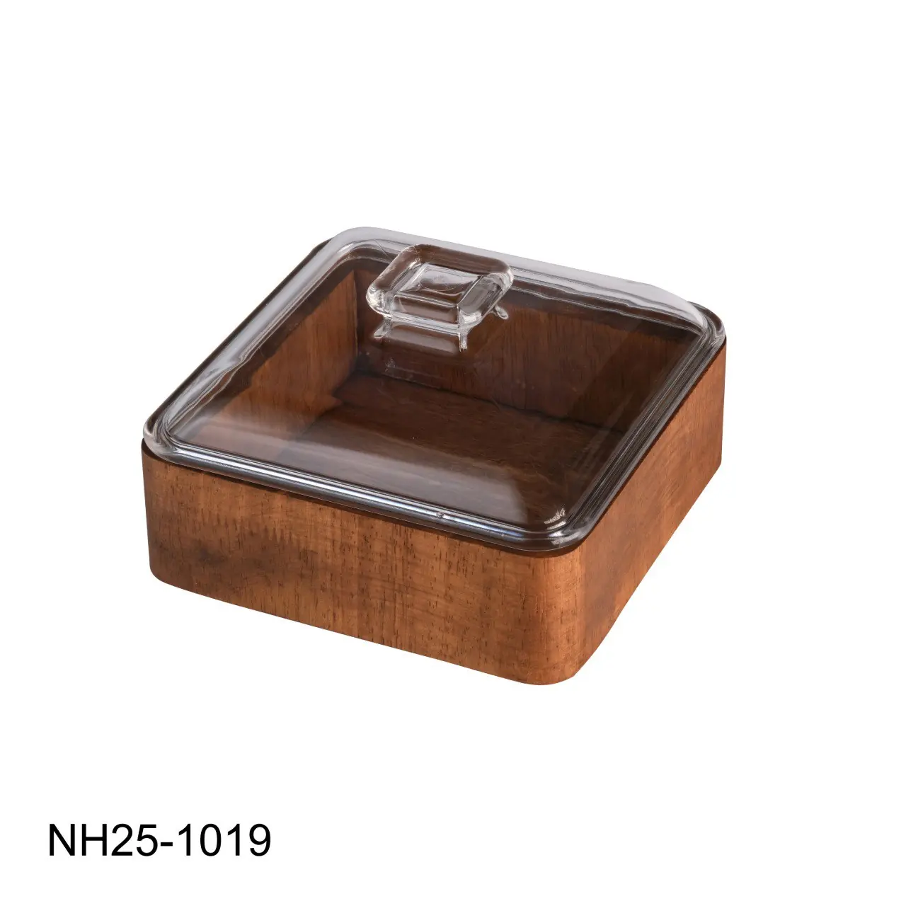 ظرف پذیرایی چوبی مربع کوچک با درب اکرولیک مدل NH25-1019