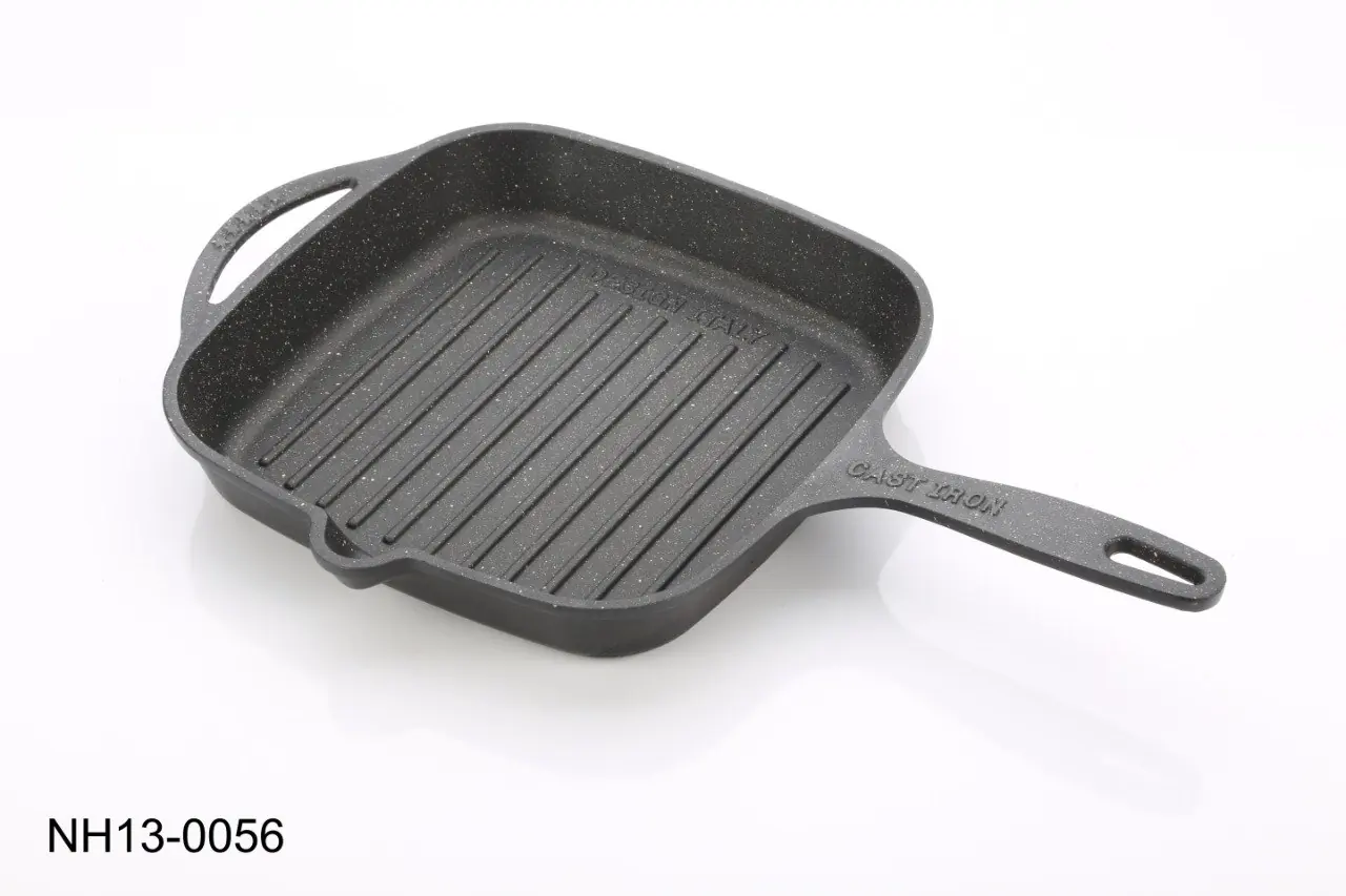 تابه گریل چدنی سنگین مربع لبهدار تکدسته مدل NH13-0056